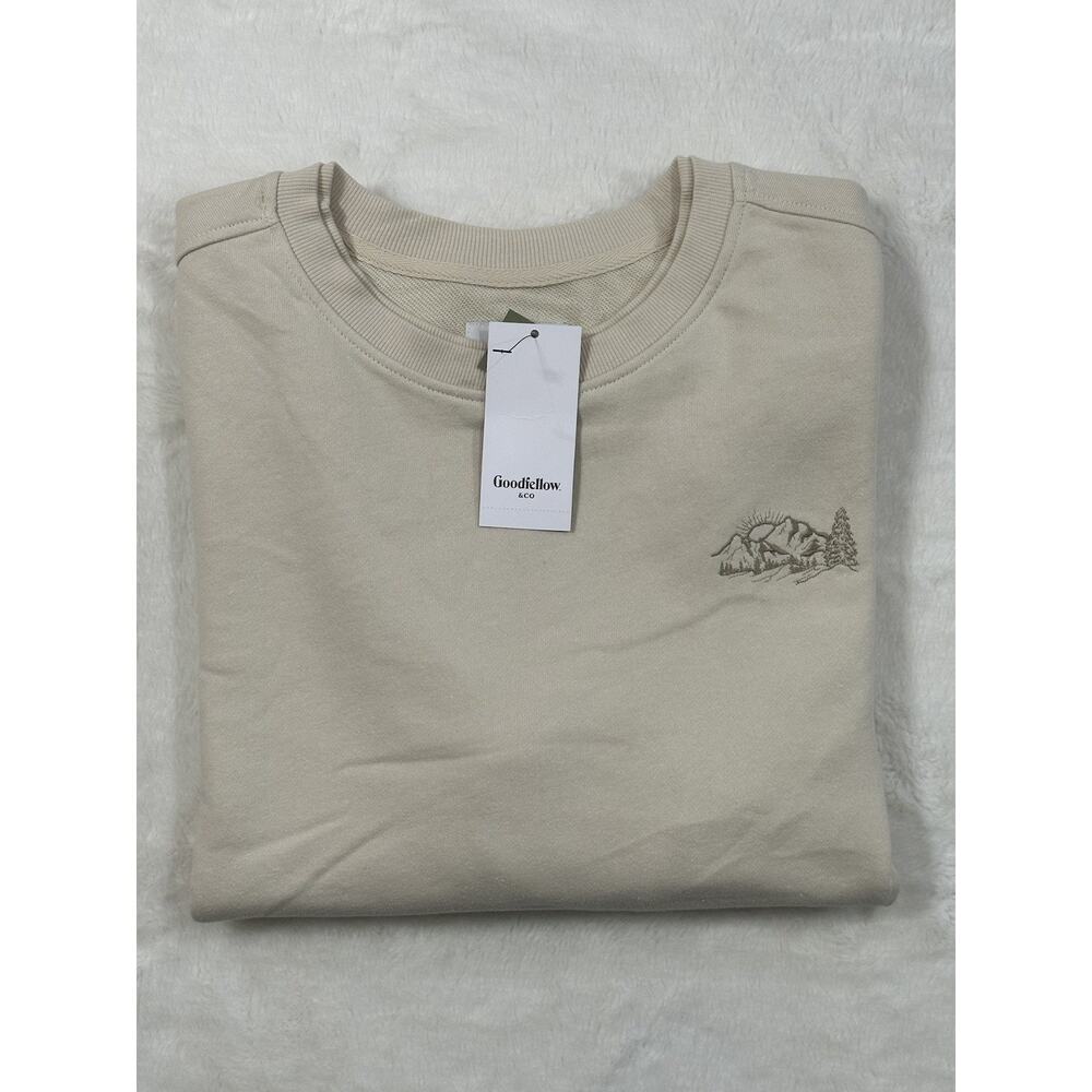 Goodfellow & Co Men's Sweatshirt Size L Crew Neck Relaxed Fit Cream Pullover NEW